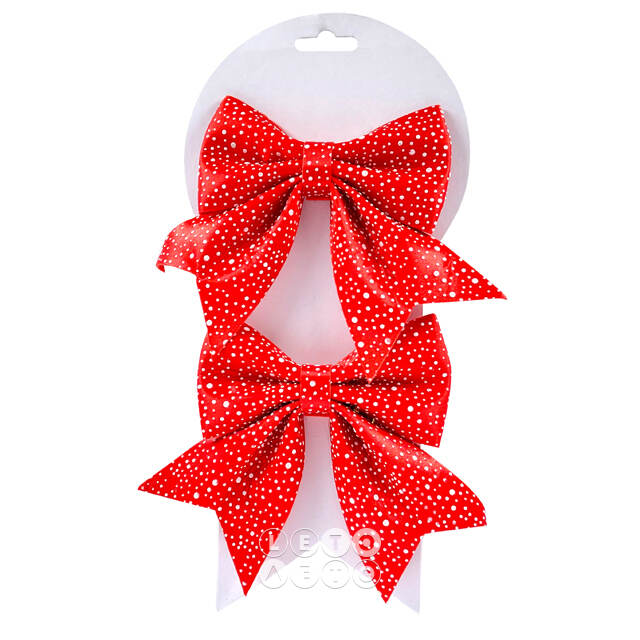 Декоративный бант Pisello 13*12 см, 2 шт, красный Christmas Deluxe
