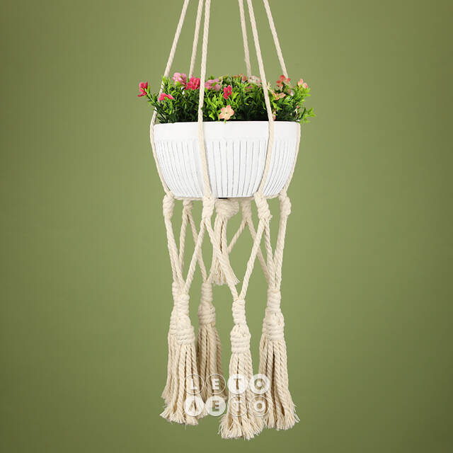 Макраме подвес для кашпо Catania Ivory 20 см Kaemingk