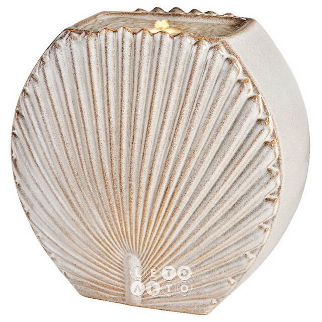 Декоративный фонтан Coquille 41 см бежевый, с LED подсветкой, уцененный Kaemingk