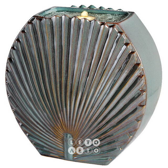 Декоративный фонтан Coquille 41 см графитовый, с LED подсветкой Kaemingk
