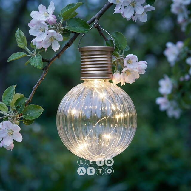 Подвесной светильник на солнечной батарее Тинзель 11*8 см с теплыми белыми LED, прозрачный, IP44 Kaemingk (Кейминг)