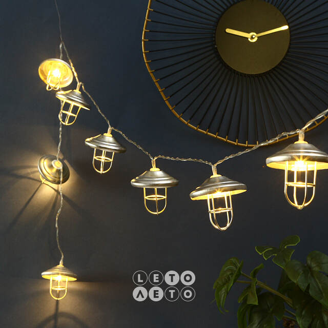Ретро-гирлянда на батарейках Filidella, 8 теплых белых LED ламп, 1.05 м, прозрачный ПВХ, IP20 Kaemingk