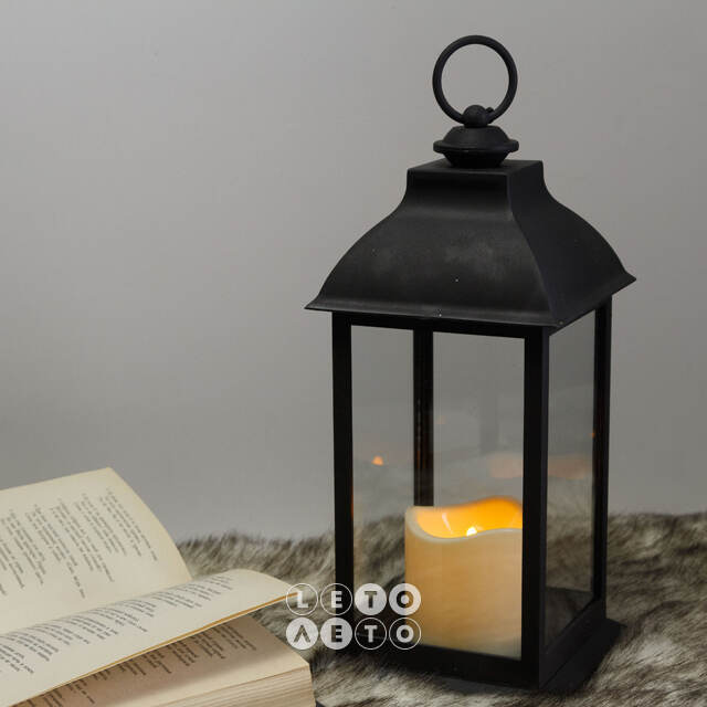 Светильник-фонарь Corsica Black 30 см, на батарейках Kaemingk
