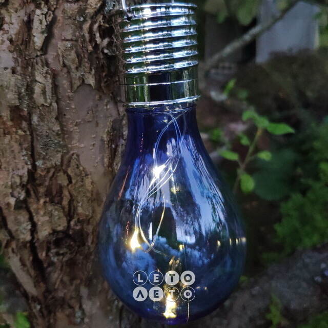 Подвесной светильник на солнечной батарее Лампочка Solar Colors 14 см с теплыми белыми LED, синий, IP44 Kaemingk