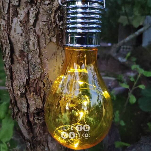 Подвесной светильник на солнечной батарее Лампочка Solar Colors 14 см с теплыми белыми LED, жёлтый, IP44 Kaemingk