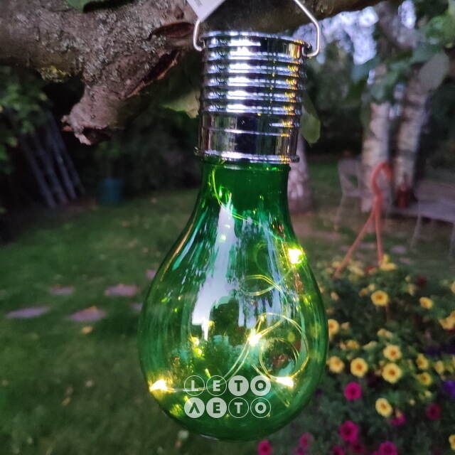 Подвесной светильник на солнечной батарее Лампочка Solar Colors 14 см с теплыми белыми LED, зелёный, P44 Kaemingk