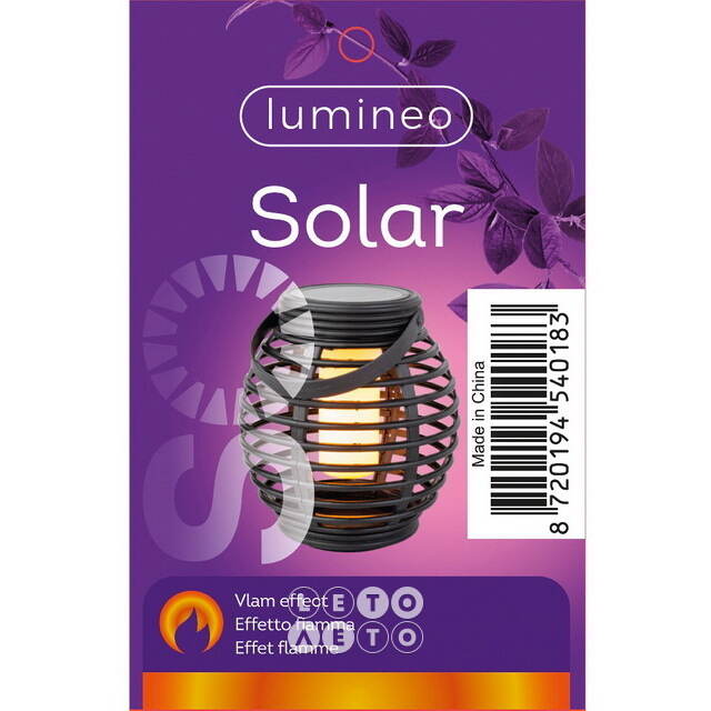 Садовый светильник - фонарь на солнечной батарее Solar Lambeth 16*15 см, с имитацией пламени, IP44 Kaemingk