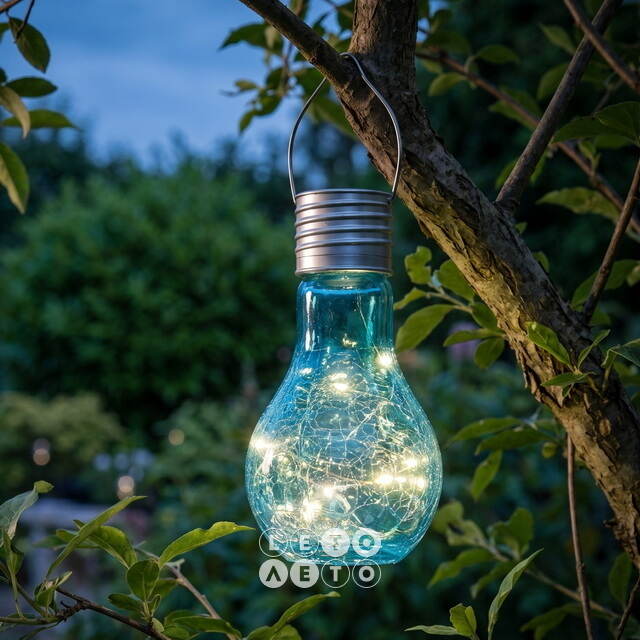 Подвесной солнечный светильник Лампочка Лендлер 17 см с теплыми белыми LED, бирюзовый, IP44 Kaemingk (Кейминг)