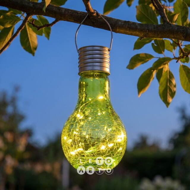 Подвесной солнечный светильник Лампочка Лендлер 17 см с теплыми белыми LED, салатовый, IP44 Kaemingk (Кейминг)