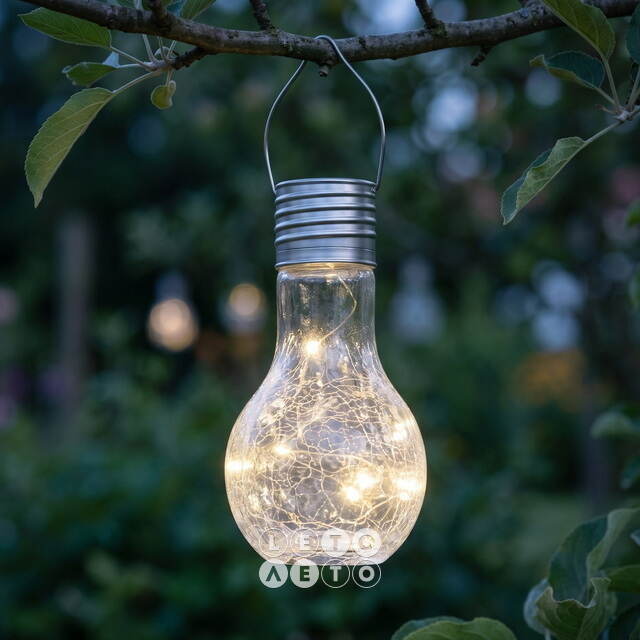 Подвесной солнечный светильник Кристальная Лампочка 17 см с теплыми белыми LED, IP44 Kaemingk (Кейминг)
