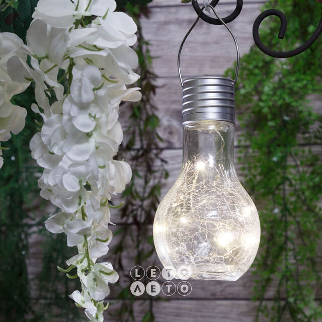 Подвесной солнечный светильник Лампочка Solar Crystal 17 см с теплыми белыми LED, IP44 Kaemingk