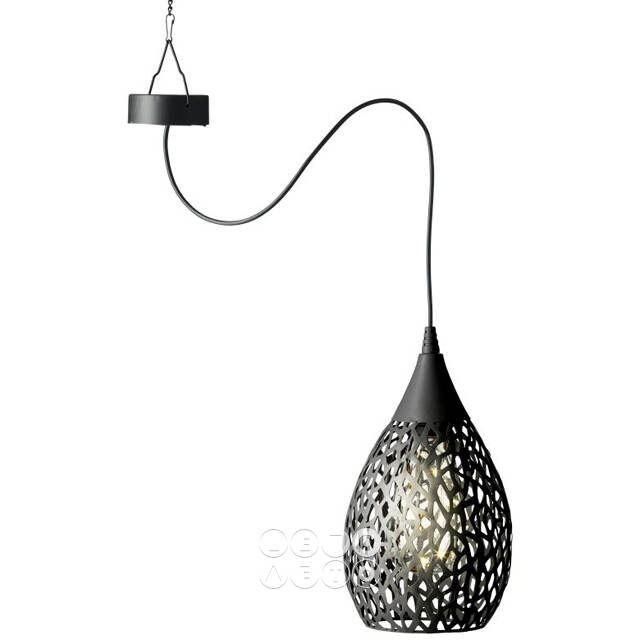 Подвесной солнечный светильник Solar Drop 21*13 см с теплыми белыми LED, черный, IP44 Kaemingk