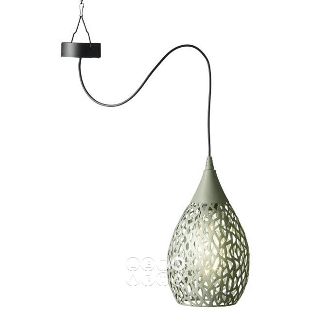 Подвесной солнечный светильник Solar Drop 21*13 см с теплыми белыми LED, зелёный, IP44 Kaemingk