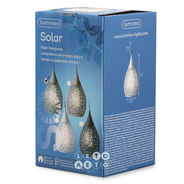 Подвесной солнечный светильник Solar Drop 21*13 см с теплыми белыми LED, зелёный, IP44 Kaemingk