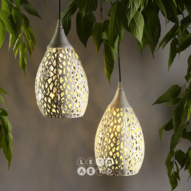 Подвесной солнечный светильник Solar Drop 21*13 см с теплыми белыми LED, светло-серый, IP44 Kaemingk