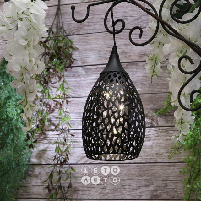 Подвесной солнечный светильник Solar Drop 21*13 см с теплыми белыми LED, черный, IP44 Kaemingk