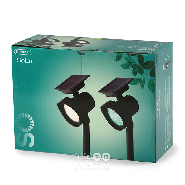 Солнечный светильник - прожектор Solar Lakey 32 см, 2 шт, 8 режимов смены цветов, IP44 Kaemingk