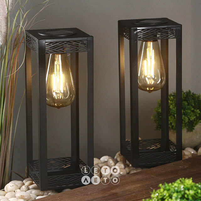 Садовые фонари на солнечной батарее Solar Ravenna 28*10 см, 2 шт, черные, IP44 Kaemingk