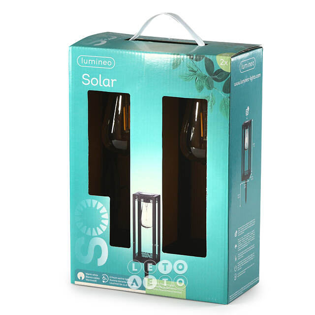 Садовые фонари на солнечной батарее Solar Ravenna 28*10 см, 2 шт, черные, IP44 Kaemingk