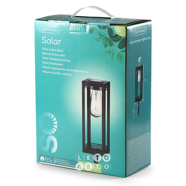 Садовые фонари на солнечной батарее Solar Ravenna 28*10 см, 2 шт, черные, IP44 Kaemingk