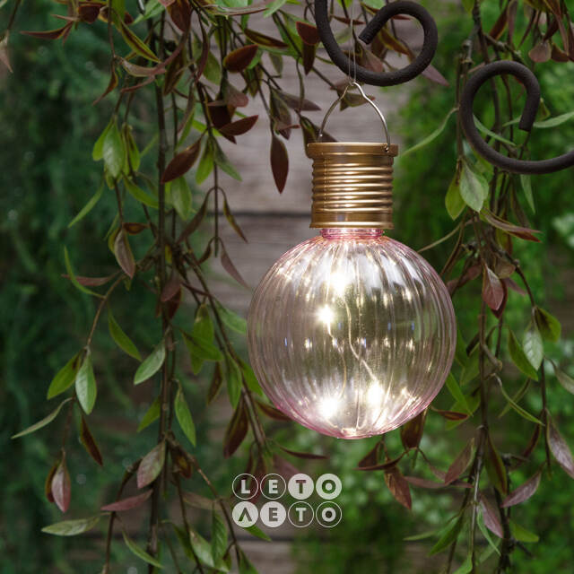 Подвесной светильник на солнечной батарее Solar Jar 11*8 см с теплыми белыми LED, светло-сиреневый, IP44 Kaemingk