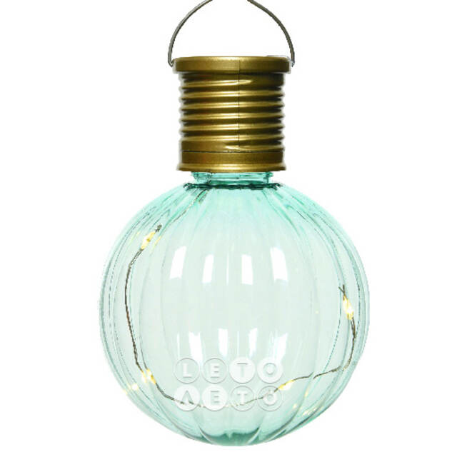 Подвесной светильник на солнечной батарее Solar Jar 11*8 см с теплыми белыми LED, светло-мятный, IP44 Kaemingk