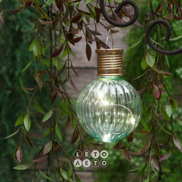 Подвесной светильник на солнечной батарее Solar Jar 11*8 см с теплыми белыми LED, светло-мятный, IP44 Kaemingk