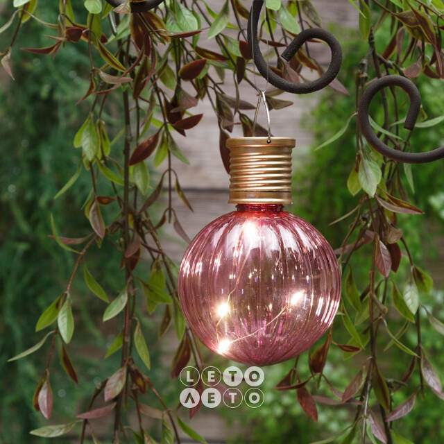 Подвесной светильник на солнечной батарее Solar Jar 11*8 см с теплыми белыми LED, розовый, IP44 Kaemingk