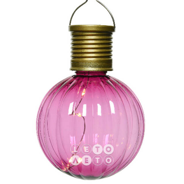 Подвесной светильник на солнечной батарее Solar Jar 11*8 см с теплыми белыми LED, розовый, IP44 Kaemingk