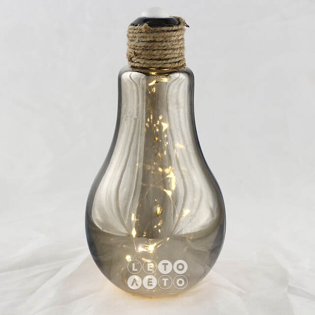 Декоративный светильник-лампочка Smoky Light 22 см, теплые белые LED, на батарейках, IP20 Kaemingk