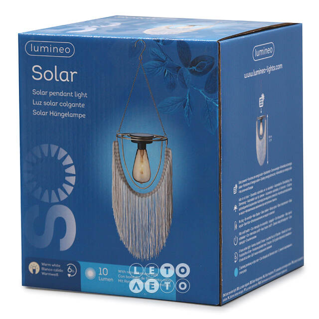 Подвесной светильник на солнечной батарее Solar Boho - Natural 38 см, IP44 Kaemingk