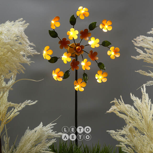 Садовый светильник на солнечной батарее Solar - Daisy Orange 119 см, с вращением, IP44 Kaemingk