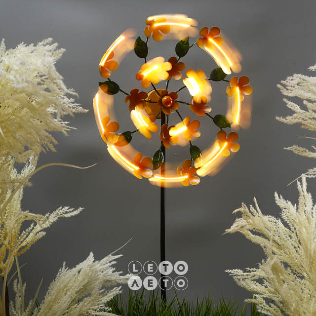 Садовый светильник на солнечной батарее Solar - Daisy Orange 119 см, с вращением, IP44 Kaemingk