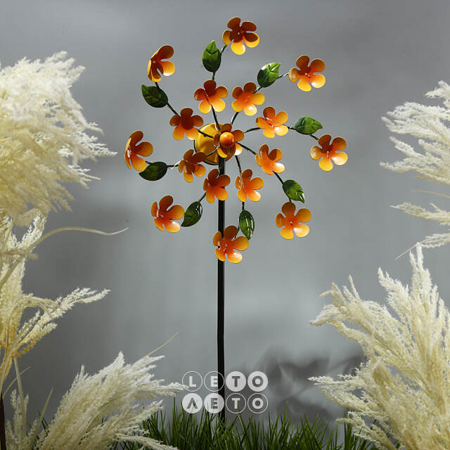 Садовый светильник на солнечной батарее Solar - Daisy Orange 119 см, с вращением, IP44 Kaemingk