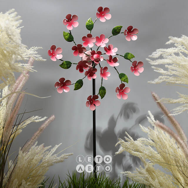 Садовый светильник на солнечной батарее Solar - Daisy Pink 119 см, с вращением, IP44 Kaemingk
