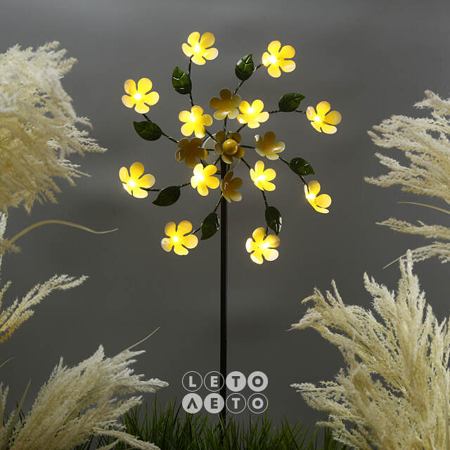 Садовый светильник на солнечной батарее Solar - Daisy Yellow 119 см, с вращением, IP44 Kaemingk