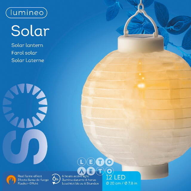 Китайский фонарик на солнечной батарее Solar Porcelana 23*20 см, с эффектом живого пламени, IP44 Kaemingk