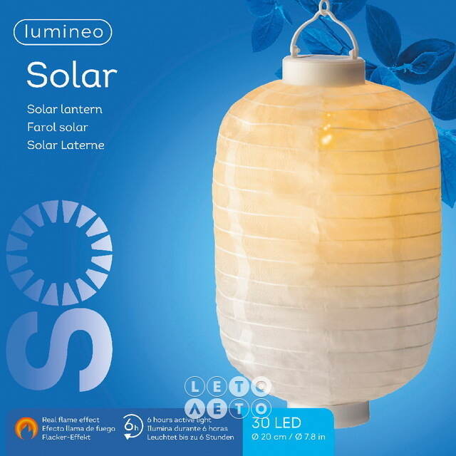 Китайский фонарик на солнечной батарее Solar Porcelana 30*20 см, с эффектом живого пламени, IP44 Kaemingk