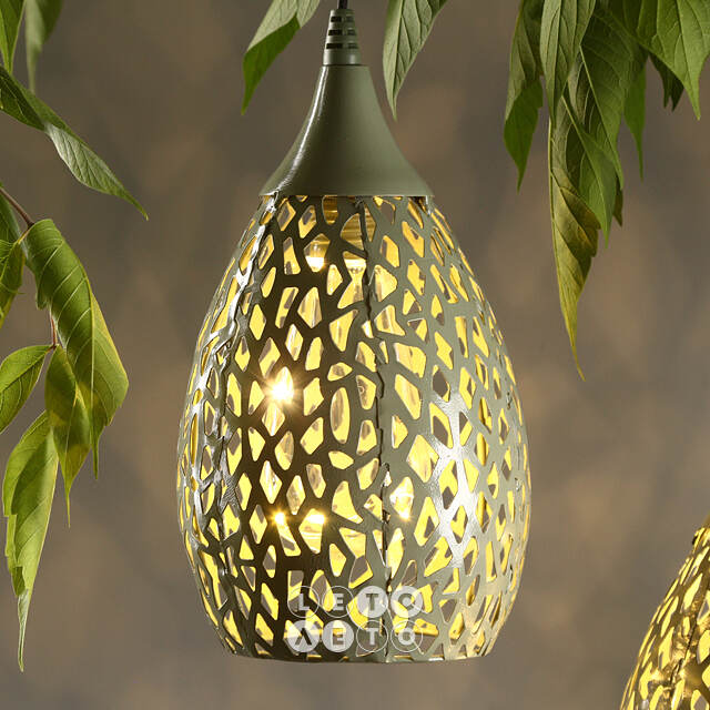Подвесной солнечный светильник Solar Drop 21*13 см с теплыми белыми LED, зелёный, IP44 Kaemingk