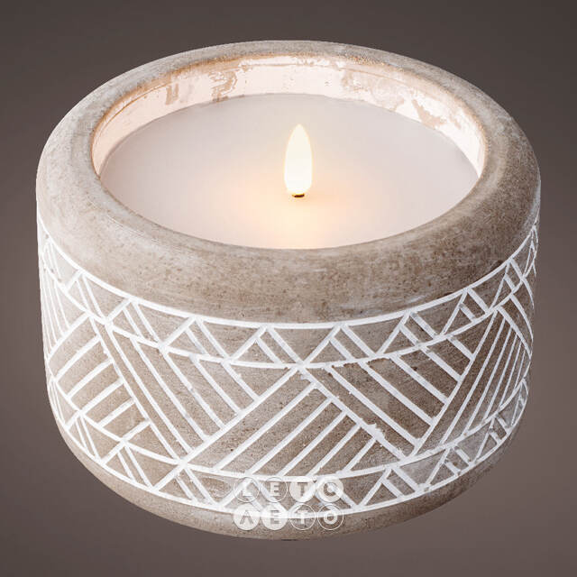 Светодиодная свеча Ethnic 15*11 см в бетонном подсвечнике, на батарейках, IP44 Kaemingk