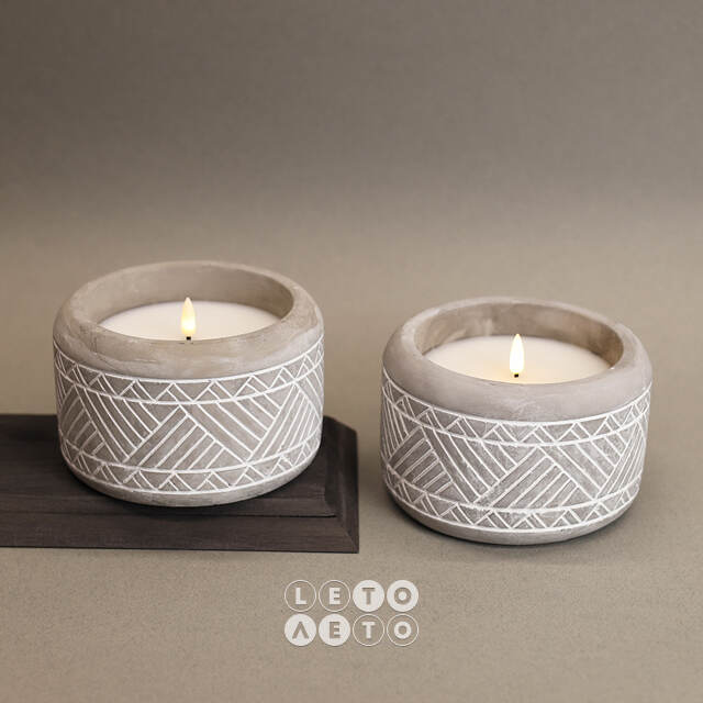 Светодиодная свеча Ethnic 15*11 см в бетонном подсвечнике, на батарейках, IP44 Kaemingk