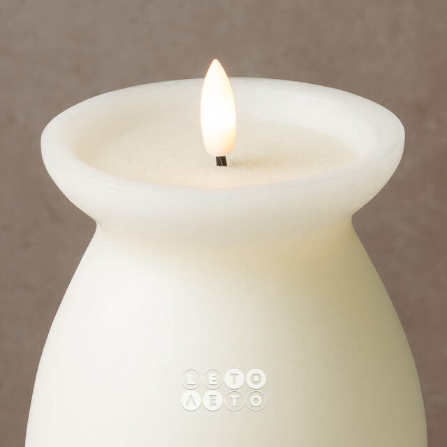 Светодиодная свеча с имитацией пламени Pieta: Bandini Crema 16 см на батарейках Kaemingk
