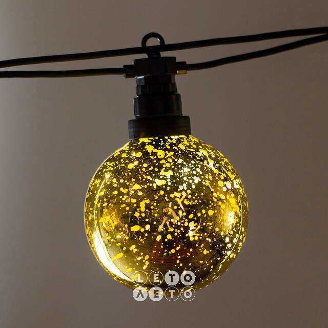Гирлянда из лампочек Mercury, 10 ламп, теплые белые микро LED, 4.5 м, черный ПВХ, соединяемая, IP44 Kaemingk