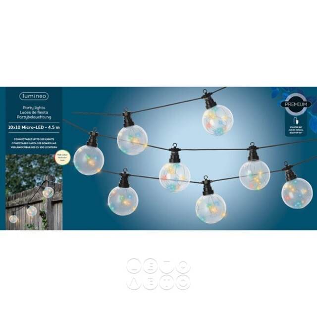 Гирлянда из лампочек Neptune, 10 ламп, разноцветные микро LED, с мерцанием, 4.5 м, черный ПВХ, соединяемая, IP44 Kaemingk