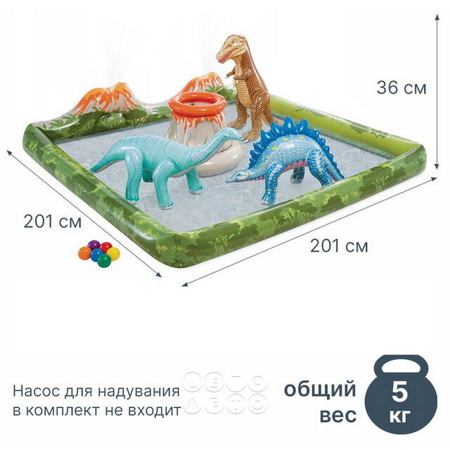 Игровой центр Приключения Юрского Периода 201*36 см, с фонтаном и игрушками INTEX