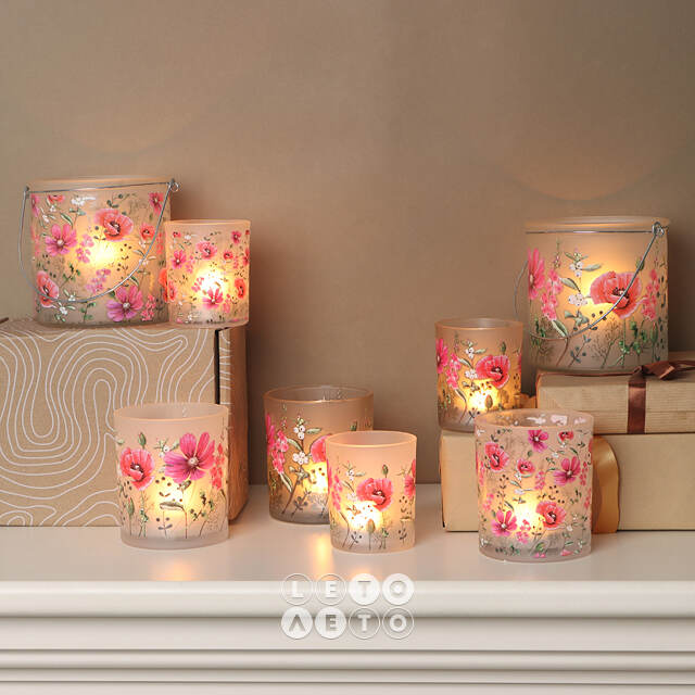 Набор стеклянных подсвечников Valdivia Flowers 8-10 см, 2 шт Boltze