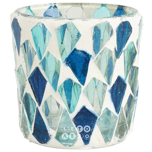Стеклянный подсвечник Malachite Mosaic 6 см изумрудный Koopman