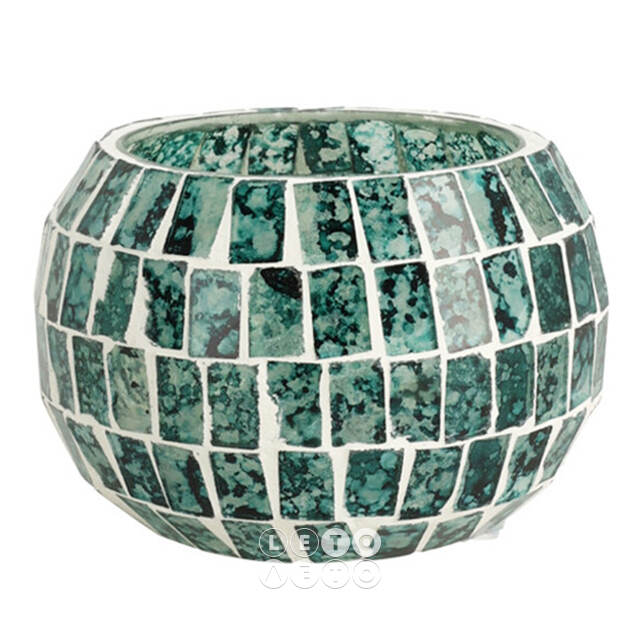 Стеклянный подсвечник Sea Mosaic 9 см бирюзовый Koopman