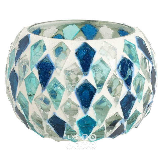 Стеклянный подсвечник Sea Mosaic 9 см изумрудный Koopman