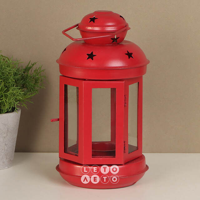 Подсвечник фонарь Severo 20 см красный Koopman